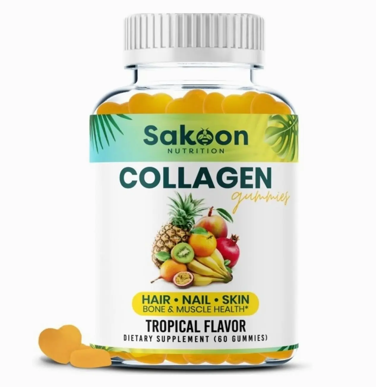 Halal Collagen Gummies for Women and Men - Anti Aging, Hair Growth, Skin Care & Strong Nails Protein Collagen Supplements - Non-GMO, Gluten Free