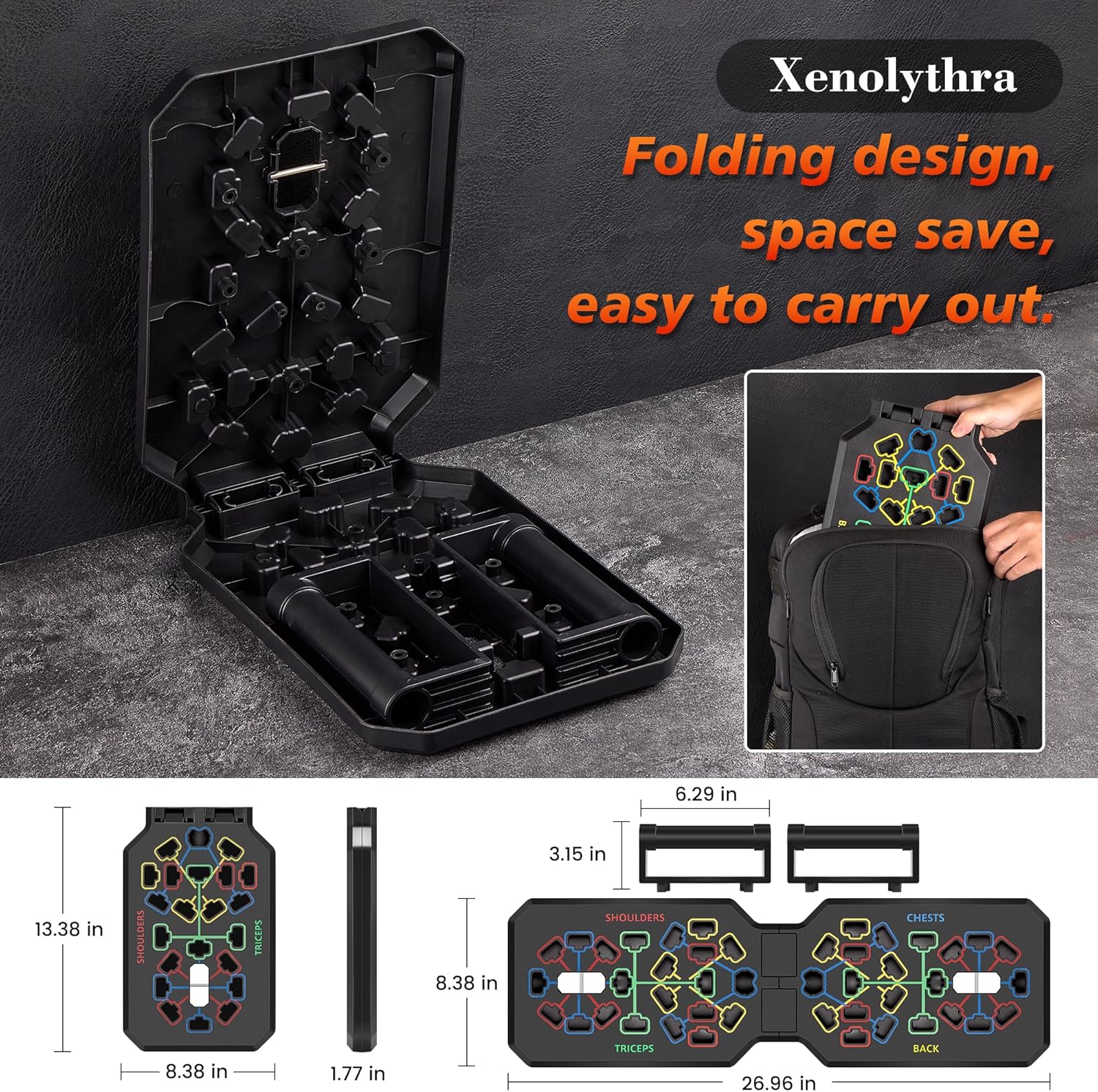 Multifunctional Portable Push Up Board Home Gym Equipment - Anti-Slip Bottom, Compact Easy-Storage Set with Resistance Bands for Chest Workout, Efficient Upper Body Core Training, Multifunctional Workout Station
