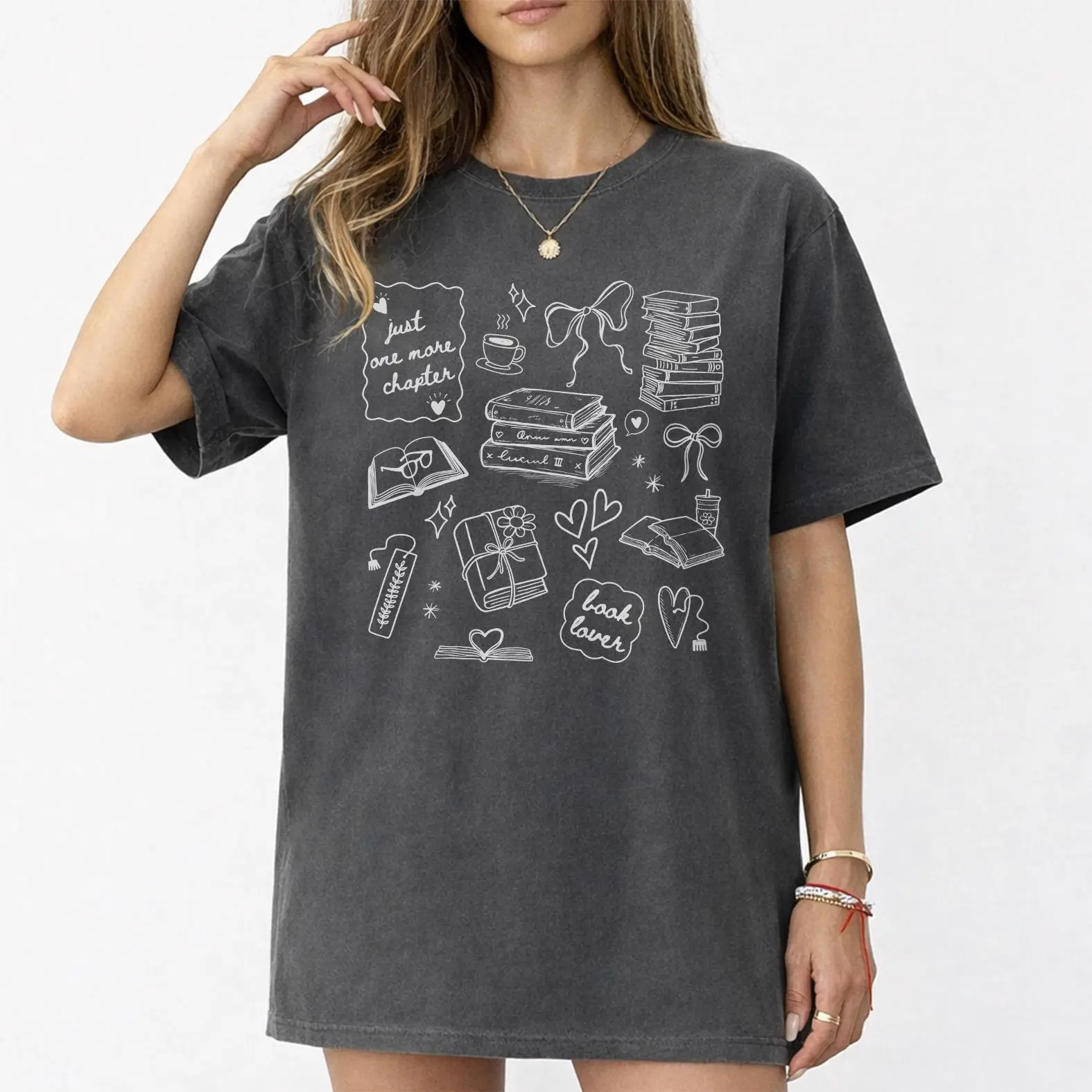 Comfort Colors Just One More Chapter Shirt, Book Lover Graphic Tee, Coquette Reading Shirt