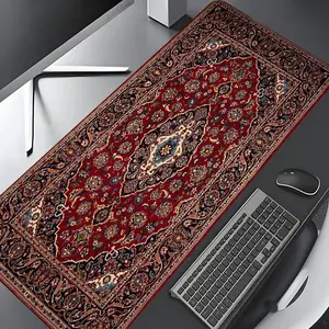 Vintage Floral Persian Rug Design Large Gaming Mouse Pad, Stylish Desk Protector with Non-Slip Rubber, Multi-Size for Laptop & Desktop Use, Office Desk Accessories