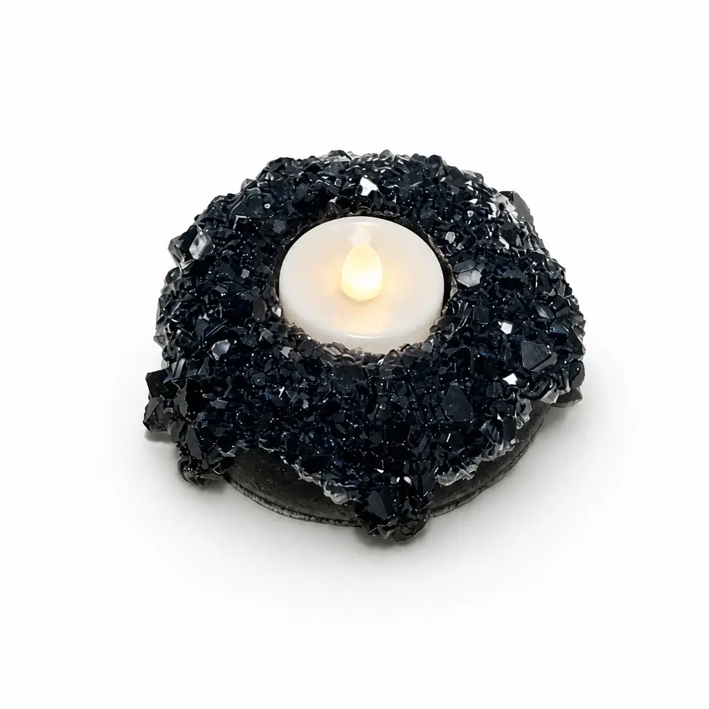 Candlelit Calm Crystal Tea Light Holder | Midnight Blue