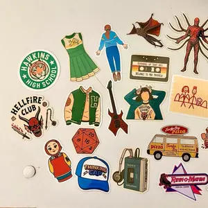 Stranger Things Season 4 Sticker Set Featuring Hawkins High School Hellfire Club Iconic Characters Vecna Max's Walkman Guitars Portals Waterproof Laminated