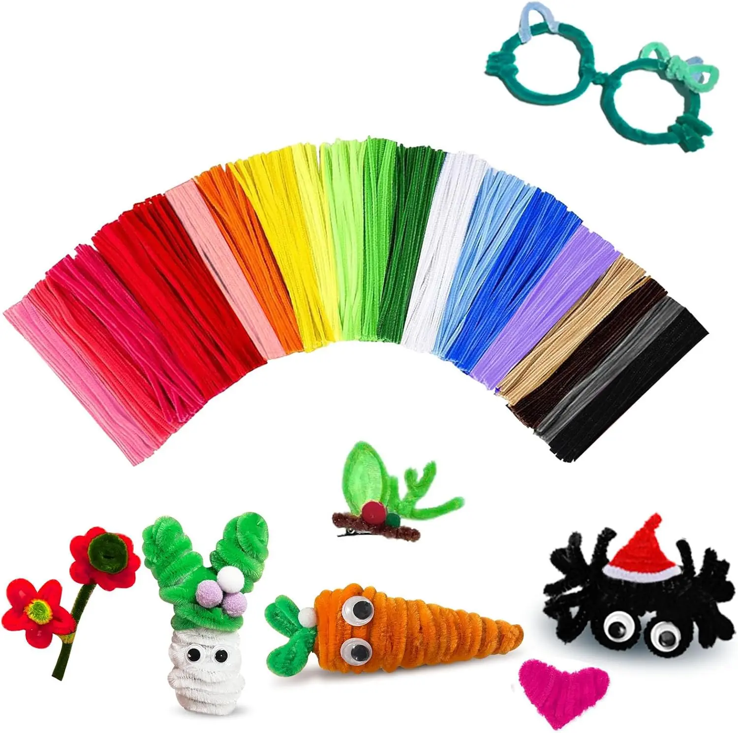 200pcs Bulk Chenille Stem Pipe Cleaners - Educational Arts & Crafts Supplies for Crafting with Kids, Fidget Toys, Room Decor, Christmas Gifts for Ages 5-7