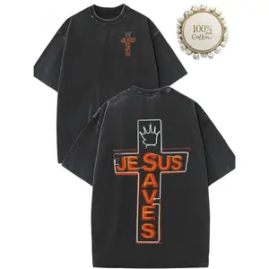 Unisex Oversized Washed Short-Sleeve Shirt, Made of 230G Pure, with High-Quality And Comfortable Printing. 1pc, 230G Double-Sided Washed Saves Print T-Shirt, High-Quality Batik, Vintage Street Style, Regular Fit, Round Neck,