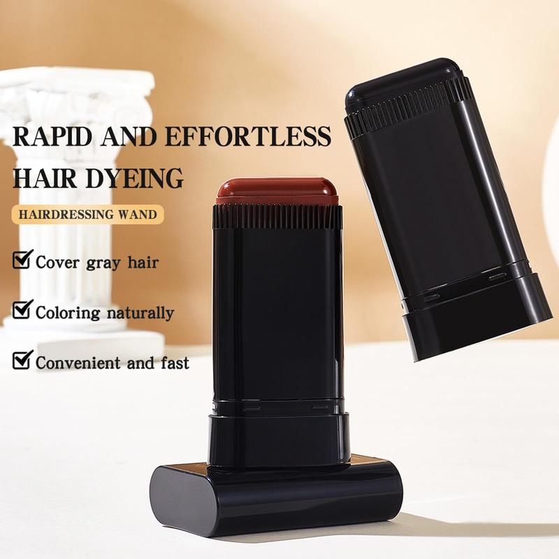 Hair Color Stick,Safe Convenient Comb Hair Dye Cream,Black Portable Hair Colouring,2-in-1 Color Correction Stick with Comb to Cover Gray and White Hair(three color, Black&Dark tea&Chestnut brown)