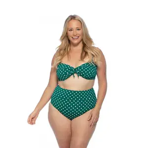 GREEN POLKA DOT HIGH WAIST BIKINI SET