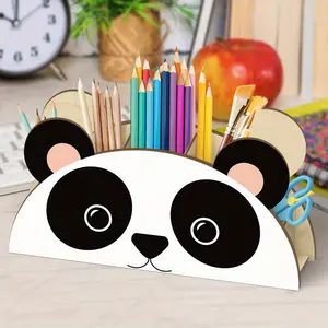 1pc Wooden Panda Pen Holder Large Size 11.8x12.7inches Assemble Desk Organizer Perfect Gift for Students, Teachers & Stationery Lovers on Christmas, Thanksgiving