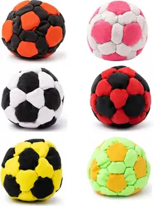 Random 1/6 Pack Soccer Hackys Footbag Sacks - Soft Plush Footbags for Adults - Durable Fleece Juggling Balls - Vibrant Sports Design for Indoor & Outdoor Play, Party Favors, and Coordination Training