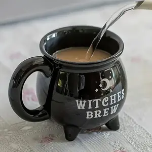 Large 400ML Halloween Spooky Coffee Mug, Ceramic, Witches Brew Design, & Reusable, Perfect for Coffee & Tea, Novelty Gift Idea, Drinkware