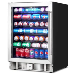 【GARVEE】5.1 Cu.ft Beverage Refrigerator – 166 Can Capacity, Adjustable Temperature, Under Counter Design, Quiet LED Small Cooler