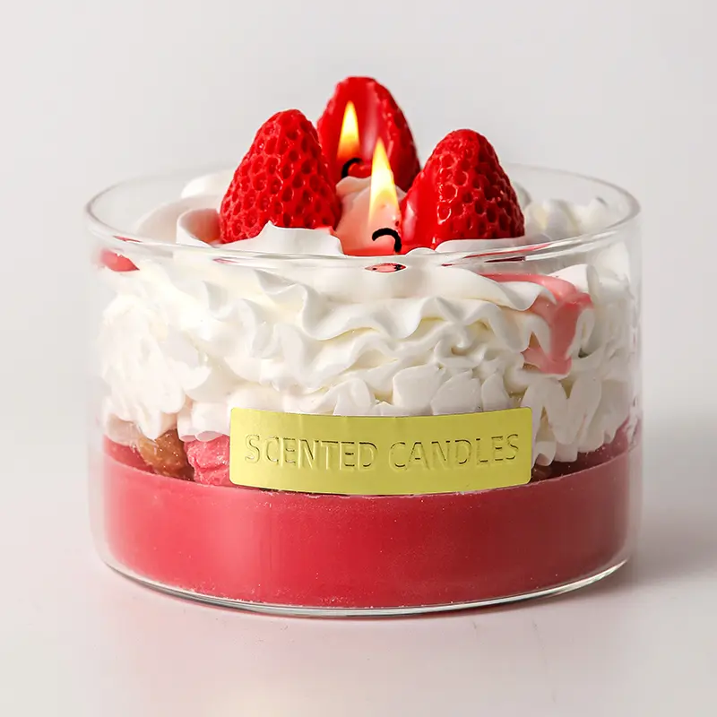 Dessert Sugar Candle Strawberry Shortcake Soy Handmade Candle Sweet Scent Gift for Her Vegan Cruelty-Free Natural Soy Wax  Fragrance, Decor  For Him Husband Anniversary Birthday Present Boyfriend Confession Mon Sister Party Wedding Funny Gift Candle