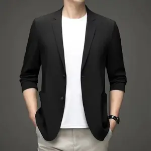Men's Ice Silk Suit Lightweight Casual Sunscreen Jacket Stretch Small Blazer Spring Autumn Single Suit Coat Summer