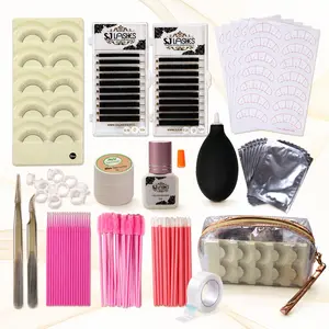 SJ LASHES Eyelash Extension Kit - Complete Faux Mink 3D Lash Practice Set for Beginners & Pros with Premium Glue Remover Tweezers & More - Flawless, Makeup