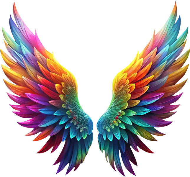 DTF Transfer – ID Colorful Angel Wings Multi Sizes