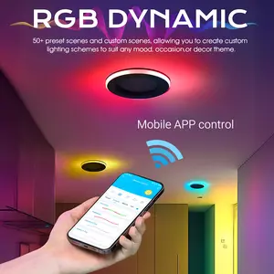 DAYBETTER 6-inch Ultra-thin Embedded Smart Panel Light Wi-Fi Link App Control RGB Adjustable 2500k to 6500k Ceiling Lighting Decoration