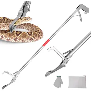 78 Inch Folding Extra Long Snake Grabber Tongs Stainless Steel Corrosion Resistant High Load Capacity Extra Safe Easy to Clean and Maintain