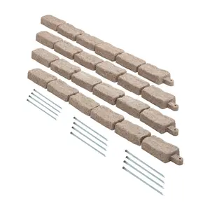 VEVOR Faux Stone Landscape Edging, 46.4 x 2.2 in Realistic Lawn Edging, Flexible Brick-Sized Garden Edging Border with Anchoring Spikes, Fade-Resistant Yard Edging for Driveways Walkway BrownSummervibes