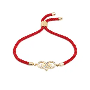 Zircon Adjustable Red String Bracelet | Colorful Heart Infinity Charm