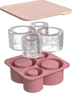 Large Silicone Ice Cube Trays for Freezer with Lid for 20-40oz Stanley Cup IceFlow - Ice Mold - Reusable Ice Cubes Mold with Lid for Stanley Cup Accessories BPA Free,Dishwasher Safe (Pink)