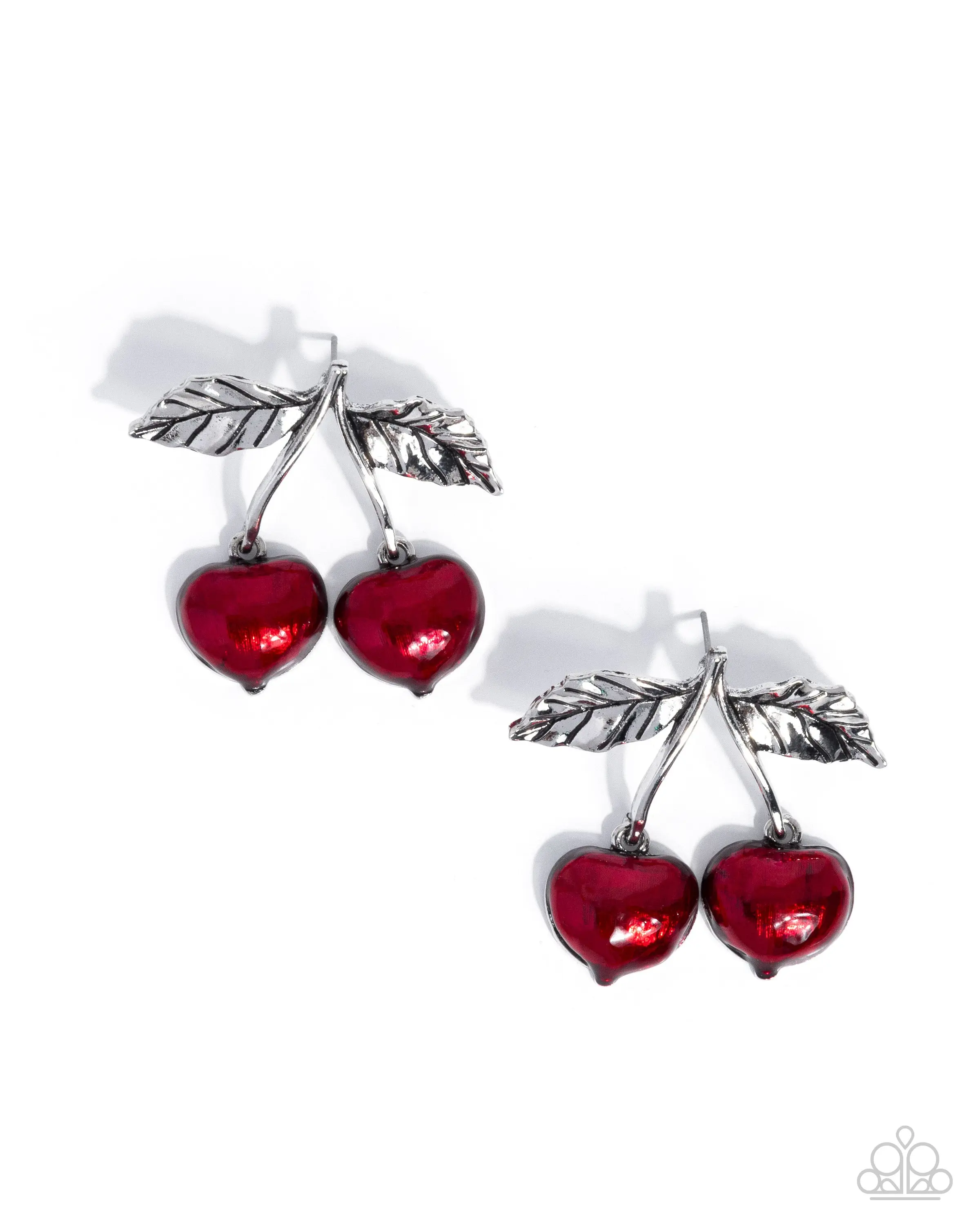 Confident Cherries - Red Cherry Silver Post Earrings - Paparazzi