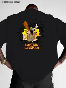 Men's Captain T-Shirt, Cartoon Character Print, Casual Loose Fit, Comfortable Fashion, Essential Wardrobe Item, Short Sleeve, All Seasons
