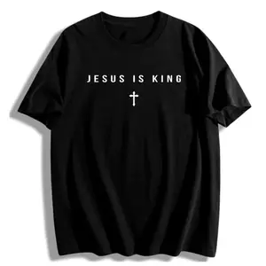 Men's Jesus Is King Cross Graphic T-Shirt - Cotton Blend Black Regular Fit | Soft & Breathable Fabric, Durable Print, Everyday Comfort, Machine Washable, minimalist religious daily wear
