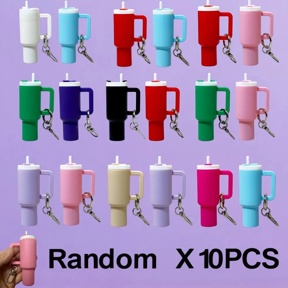 Mini Cup Trendy Cute Stylish Keychain Gift Set, Keychain Accessory, Keychain For Purse, Keyring, 10-Piece Mixed Color Random Containers, Fits Lipstick and Small Accessories, Cute Practical Decorations, DIY Accessories