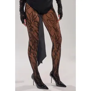 AKIRA Label Lilli Tights with Lacelike Floral