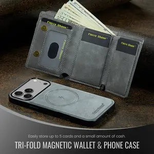 Phone Case - [2-In-1 Magnetic Faux Leather Wallet Case] Detachable Magnetic Faux Leather Wallet Case for Iphone 17 Air 16E 15 14 Cover