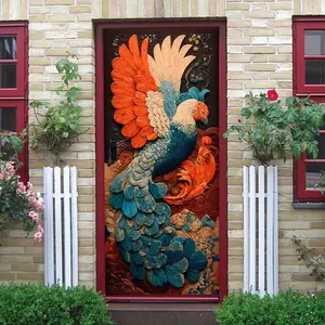 2pcs Stereo Relief Peacock Wall Stickers Self Adhesive Removable Waterproof PVC Decorative Stickers for Living Room TV Background Wall Style Home Art Mural Decals Bedroom Dining Room Wall Decor