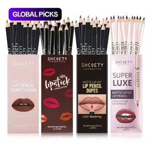 Mother's Day gift set, matte velvet finish, richly pigmented lip liner pencil that precisely outlines the lips, medium-hard smooth lip liner pencil, 12/48 pieces, suitable for women's makeup set.