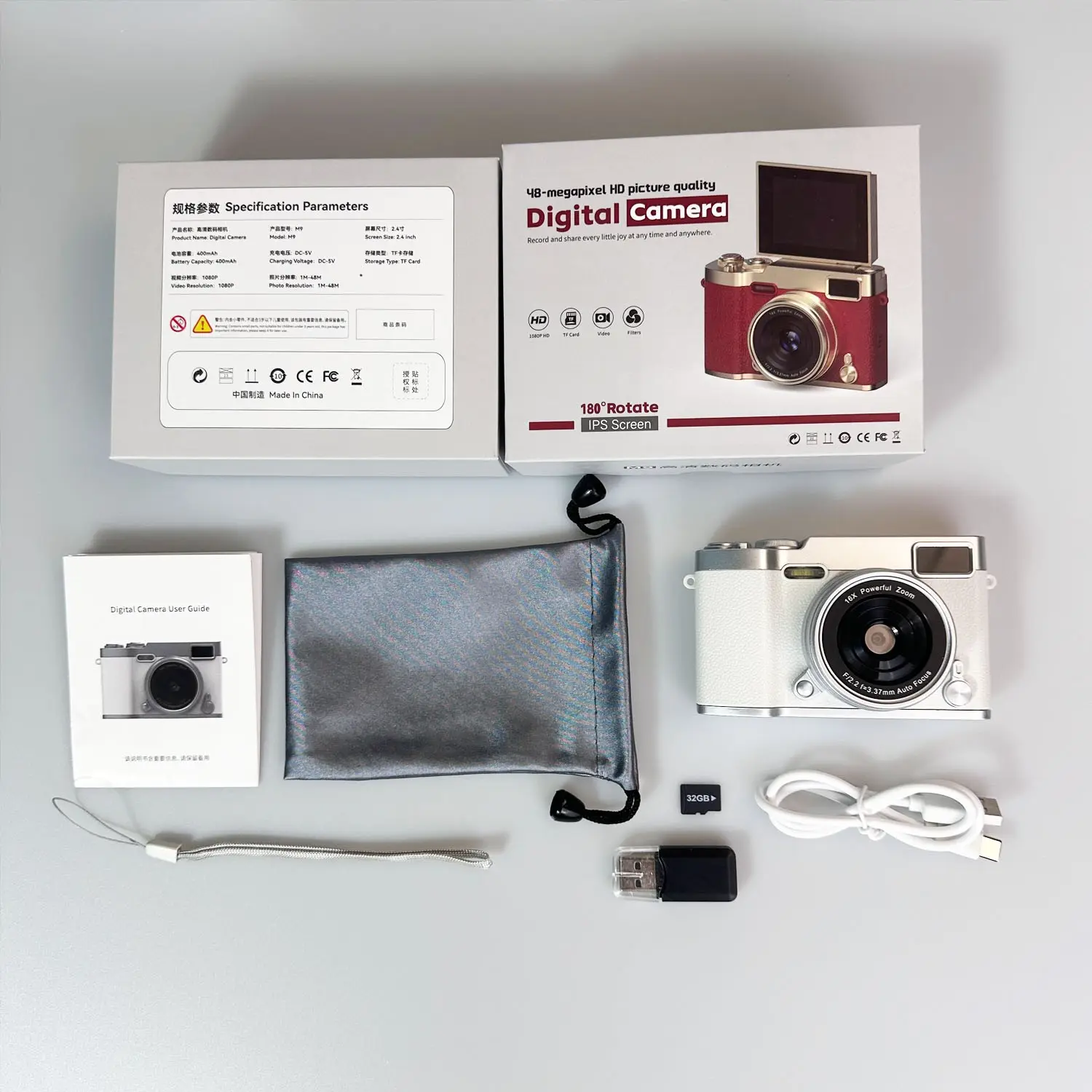 Flip Cover Ccd Digital Camera, Includes 32GB High Capacity Memory