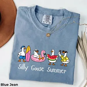 Comfort Colors Funny Goose Shirt – “Silly Goose” Summer Vibe Tee, Lightweight Cotton Casual Wear, Cute Beach Gift Idea
