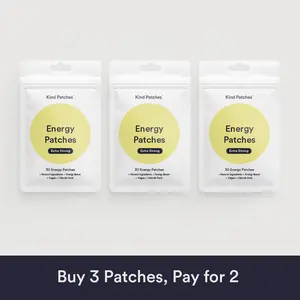 3 Packs of Kind Patches Energy Patches Extra Strong, Natural Ingredient, Caffeine and Red Ginseng, Vegan, 3 Months Supply