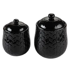 Temp-tations Carved Willow Set of 2 1qt & 2qt Countertop Jars