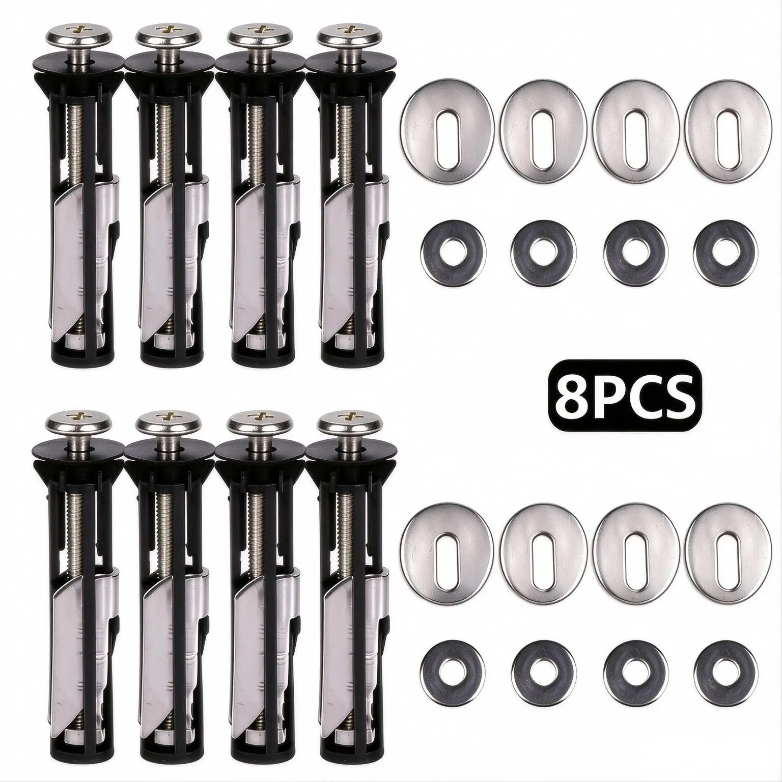 8Pcs Anti-Rust Steel Bolts Toilet Cover Screw & Hinge Set, Waterproof Bathroom Hardware, Corrosion Resistant - Easy Assembly, Quick Detach, Sturdy Replacement Fittings for Household Toilet Seat Repair, Restroom Renovation & Bathroom Maintenance