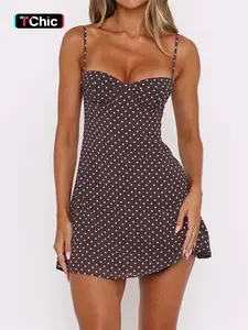 Women's Polka Dot Print Cami Dress, Casual Sleeveless Spaghetti Strap Short Dress for Summer, Ladies Clothes for Beach Holiday, Womenswear, Casual Dresses