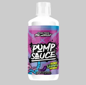 Pump Sauce Stim-Free Pre-Workout Sour Gummy Worms Dietary Supplement 32 Fl Oz