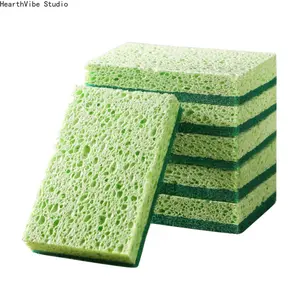 Wood Pulp Dishwashing Sponge — The Ultimate Kitchen Cleaning Tool | Magic Sponge Scrubber, Tea Cup Cleaner, Scouring Pad, and Pot Scrubber