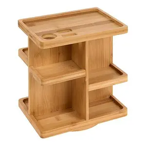 Improvements 11.7" Bamboo Rotating Beauty Beauty Organizer