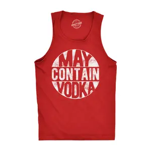 Mens Fitness Tank May Contain Vodka Tanktop Funny Liquor Drinking Party Graphic Sleeveless Funny Workout Shirt for Men with Plus Sizes Liquor Tank Top for Men Funny Drinking Sleeveless Tee Novelty Tank Tops for Red