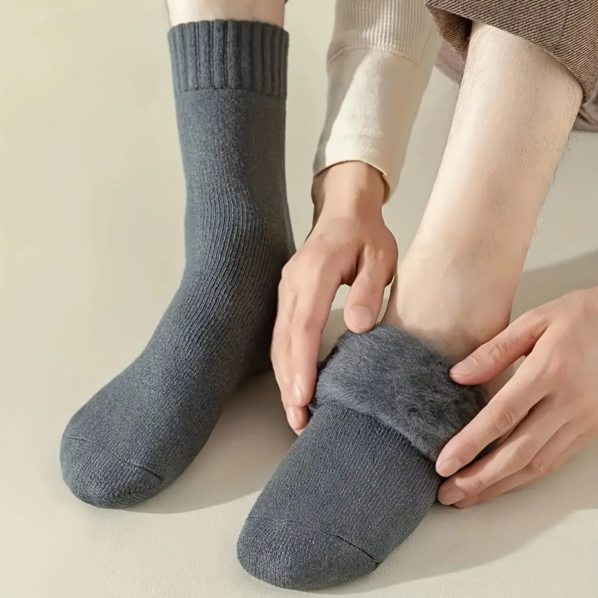 3/10 Pairs Winter Thickened Velvet Snow Socks for Men, Soft Plush Warm Boot Socks, Outdoor Work Leisure Entertainment, Gift for Husband, Father, Boyfriend Knitted Products