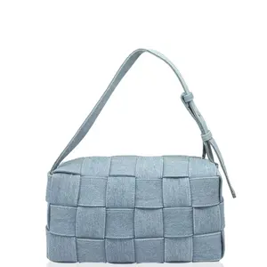 Pre-owned Bottega Veneta Leather Shoulder Bags Brick Cassette Shoulder Bag Denim Blue (gl011626b2)
