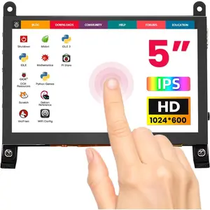5 Inch  Screen  IPS Display, 1024x600 Mini Touchscreen HDMI-Compatible & USB  Compatible with Raspberry Pi/ Black