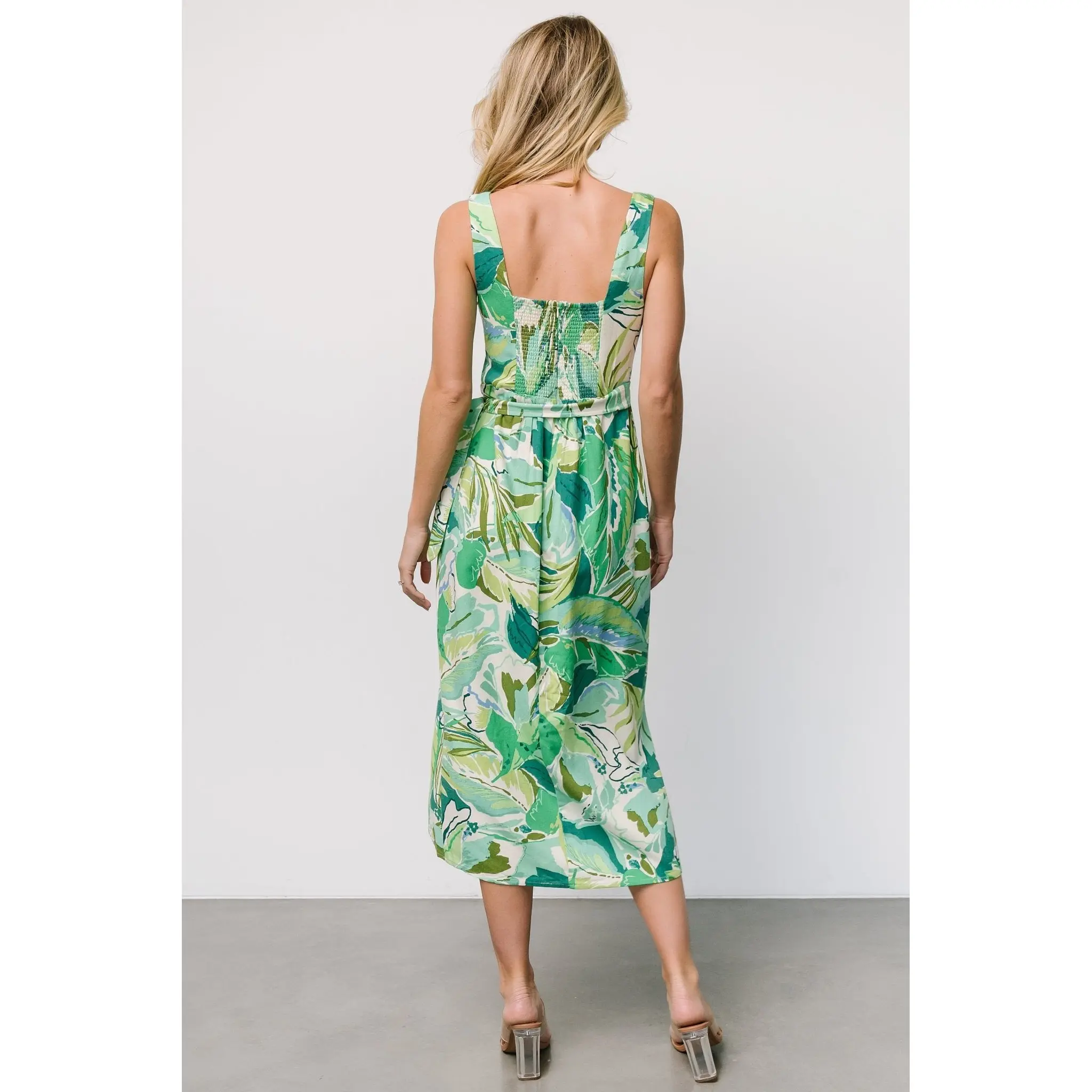 Latonya Faux Wrap Dress | Green Multi - TikTok Shop