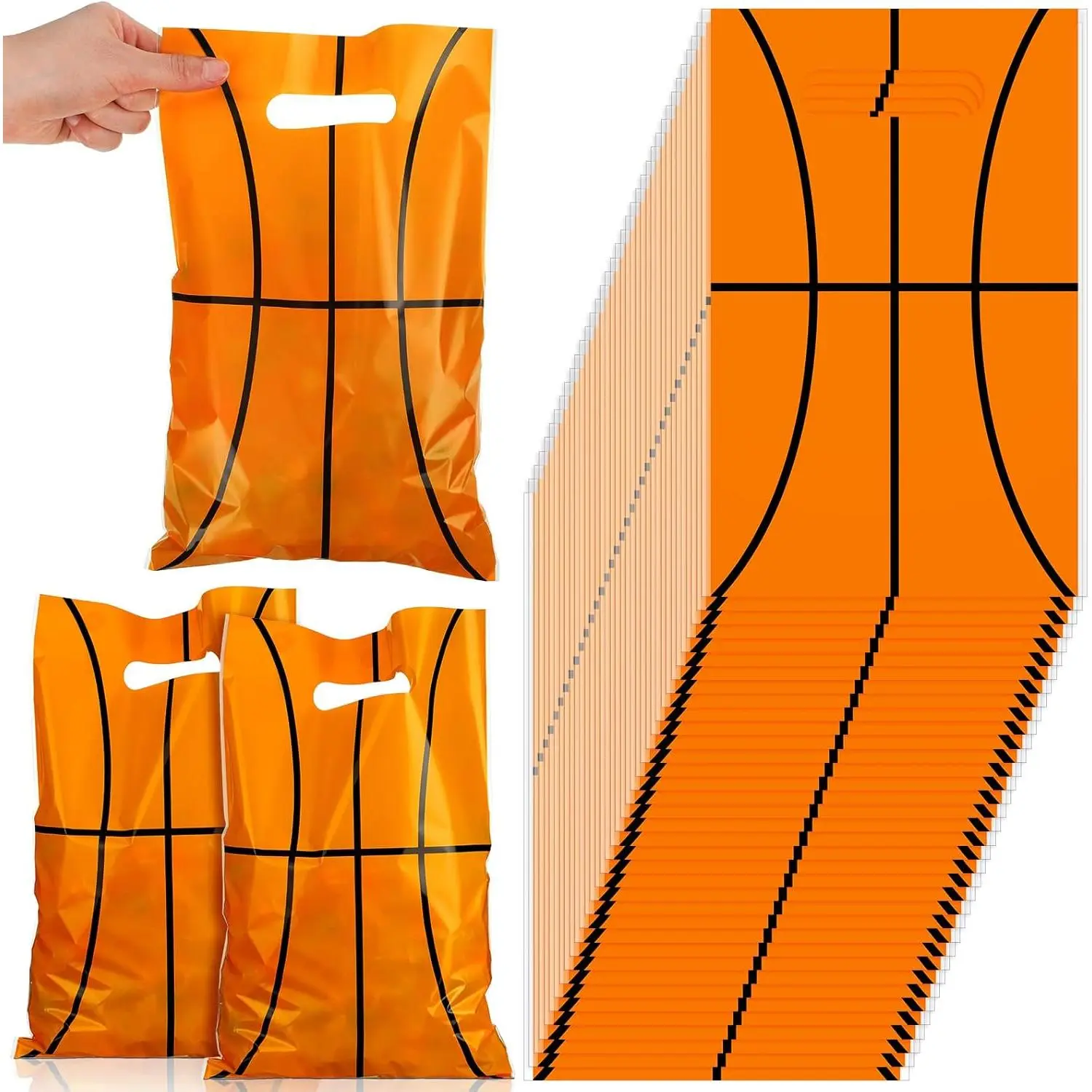 50 count Basketball Goodie Bags 7.9 x 11.8 Inch Basketball  Candy Bags Plastic Party Favor Pouches  Theme  Pouches  Party Supplies for Birthday