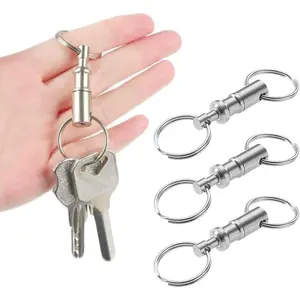 CooBigo 3 Pack Quick Release Detachable Keychain Dual Pull Apart Key Chain Spring Split Snap Separate Double Key Ring Lock Valet Keys Flashlights DIY Crafts Accessories