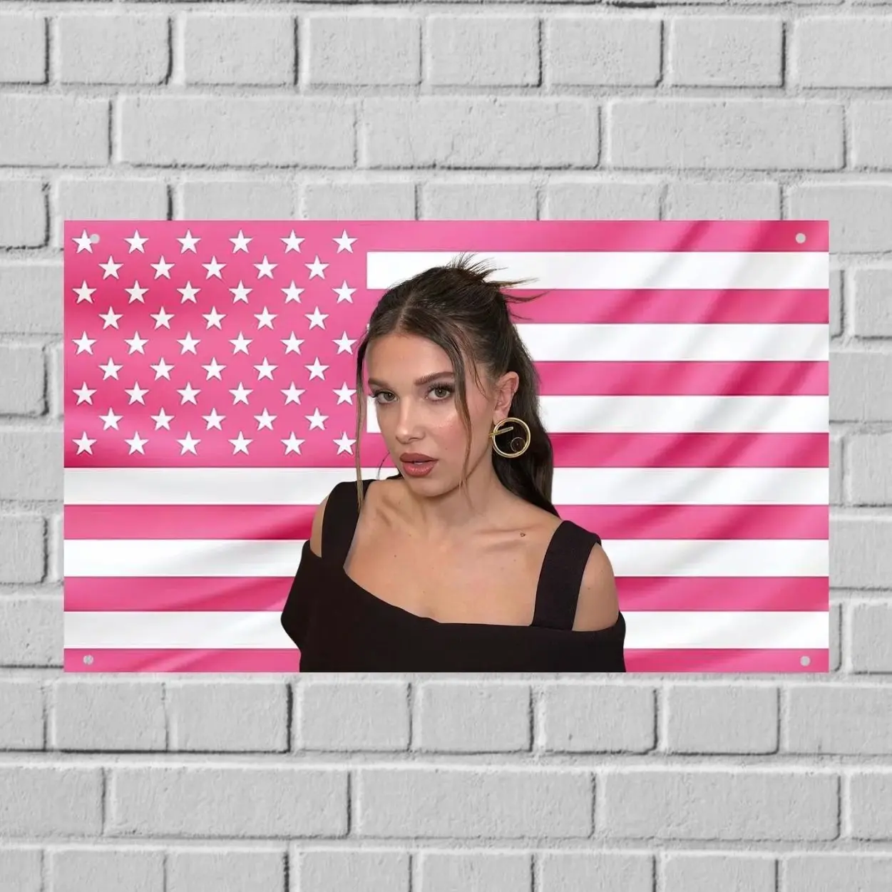 3 Styles Millie Bobby Brown US Wall Tapestry Flag, Actress Room Decor, Aesthetic Bedroom Wall Art