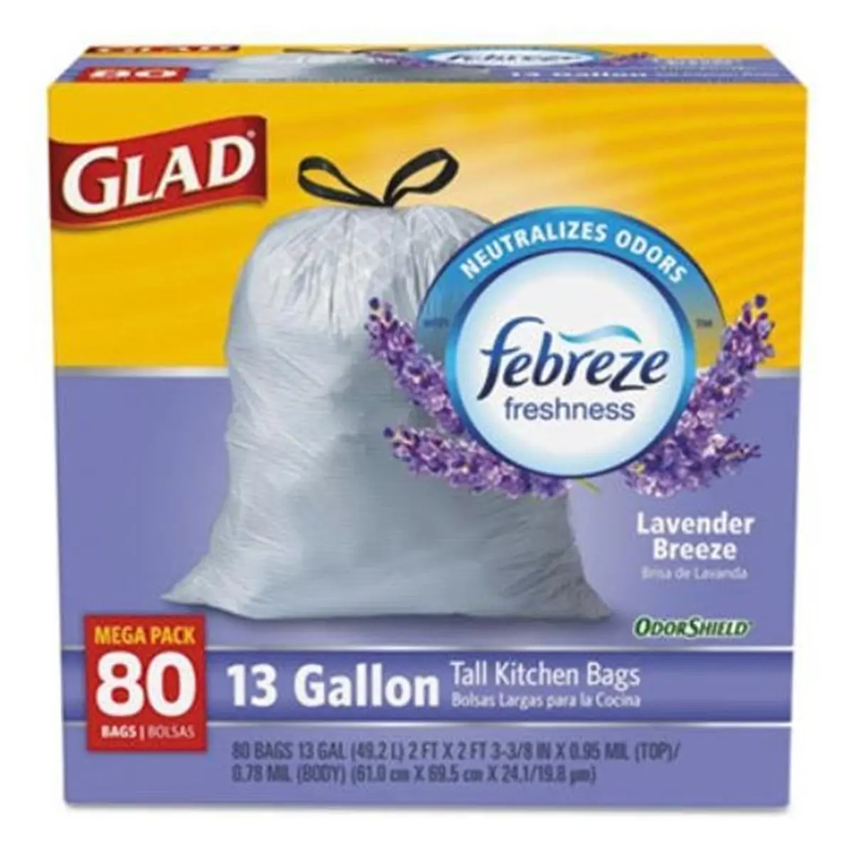212 MAIN Lavender OdorShield Plastic Drawstring Trash Bags - 13gal Odor Neutralizing, Smell Proof Kitchen Waste Bags, Clorox CLO78902, Odor Neutralizing Trash Bags, Smell Proof Trash Bags
