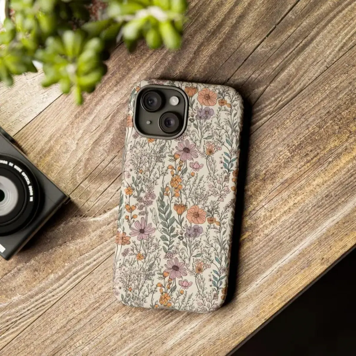 Vintage Boho Flower Creative Pattern Personalized Phone Case - 2-in-1 Film + Shell Casing, Protective, Shock Absorbent, Durable, Stylish Cottagecore Wildflower Accessory for iPhone 17/16/15/14/13/12/11 (Plus,Pro,Pro Max) - Ideal Birthday Gift